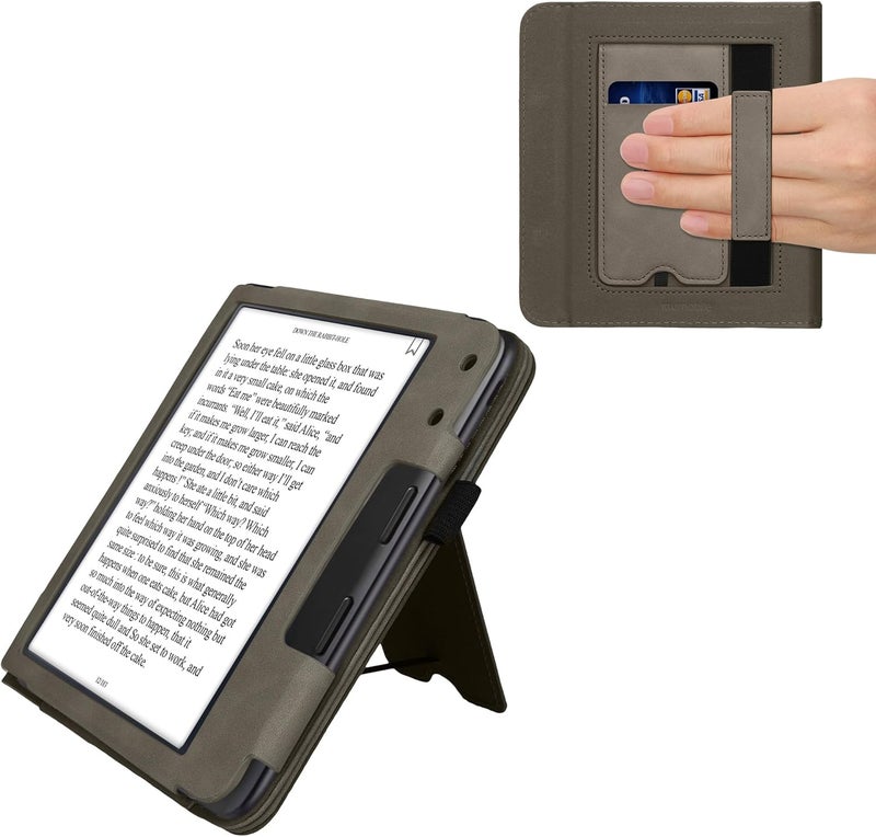 kwmobile Case Compatible with Kobo Libra Colour Case - Cover for eReader with Magnetic Closure - Grey - Image 1